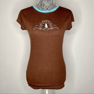 VINTAGE SHEDD AQUARIUM CHICAGO Size S Womens Y2K 2000's Ringer Bamboo Baby Tee